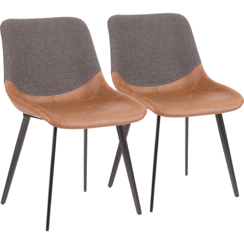 Outlaw Accent Chair in Brown Leatherette & Grey Fabric (Set of 2)